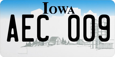 IA license plate AEC009