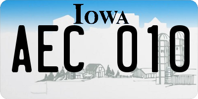 IA license plate AEC010