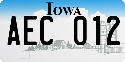 IA license plate AEC012