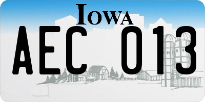IA license plate AEC013