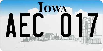 IA license plate AEC017
