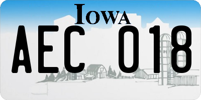 IA license plate AEC018