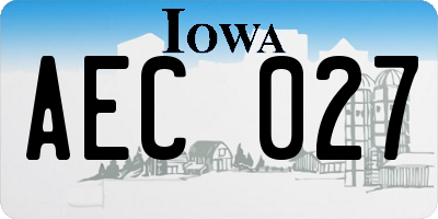 IA license plate AEC027