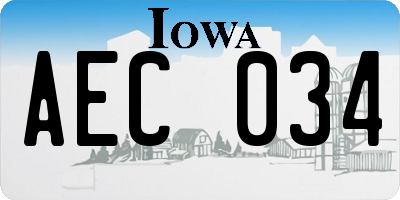 IA license plate AEC034