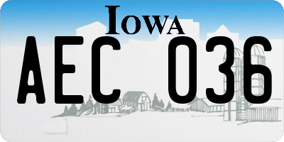 IA license plate AEC036