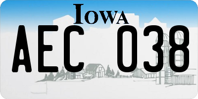 IA license plate AEC038