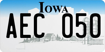 IA license plate AEC050