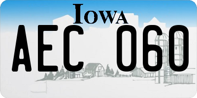 IA license plate AEC060