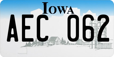 IA license plate AEC062