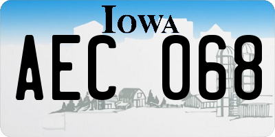 IA license plate AEC068