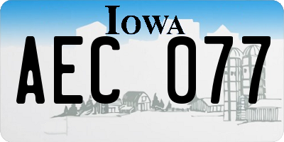 IA license plate AEC077