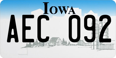 IA license plate AEC092