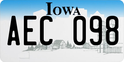 IA license plate AEC098