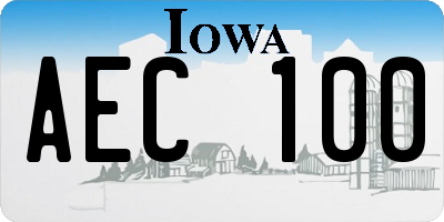 IA license plate AEC100