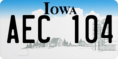 IA license plate AEC104