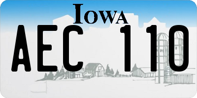 IA license plate AEC110