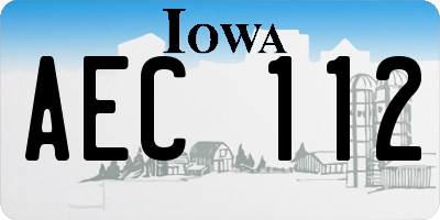 IA license plate AEC112