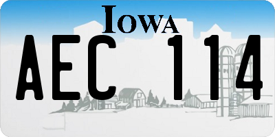 IA license plate AEC114