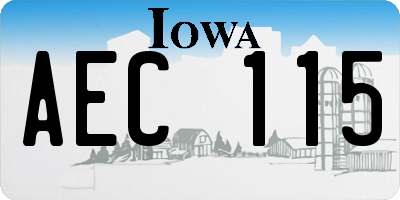 IA license plate AEC115