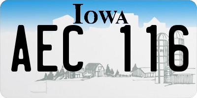 IA license plate AEC116