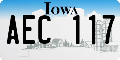 IA license plate AEC117