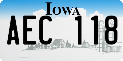IA license plate AEC118