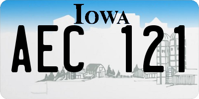 IA license plate AEC121
