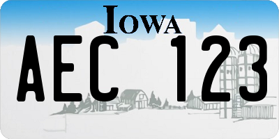 IA license plate AEC123