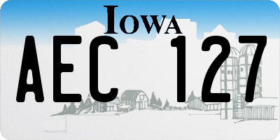 IA license plate AEC127
