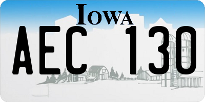 IA license plate AEC130