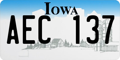 IA license plate AEC137