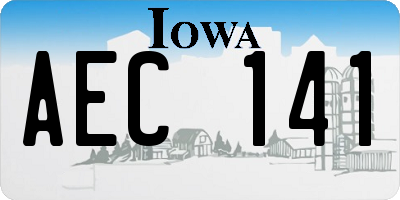 IA license plate AEC141