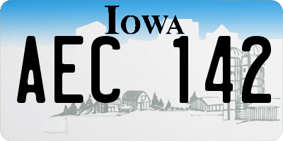 IA license plate AEC142