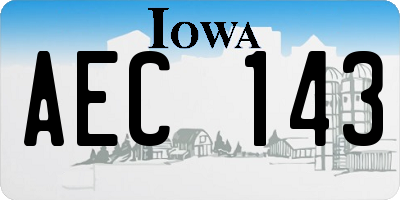 IA license plate AEC143