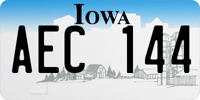 IA license plate AEC144