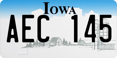IA license plate AEC145
