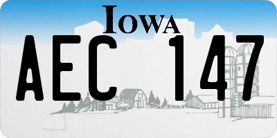 IA license plate AEC147
