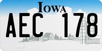 IA license plate AEC178