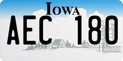 IA license plate AEC180