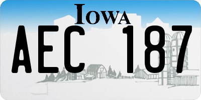 IA license plate AEC187