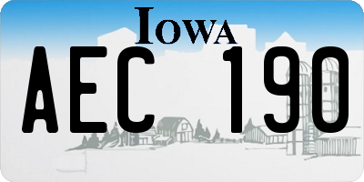 IA license plate AEC190