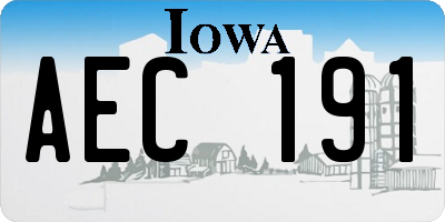 IA license plate AEC191