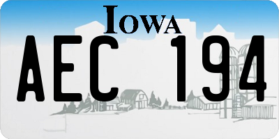 IA license plate AEC194