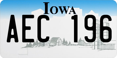 IA license plate AEC196