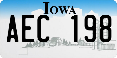 IA license plate AEC198