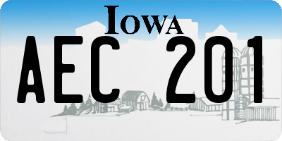 IA license plate AEC201