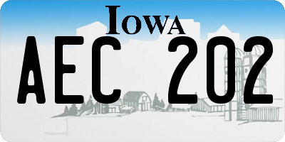 IA license plate AEC202