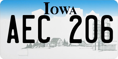 IA license plate AEC206