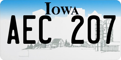 IA license plate AEC207