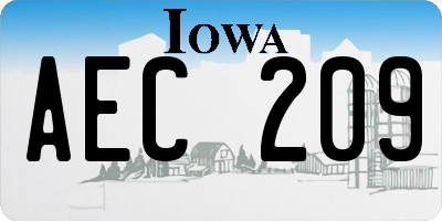 IA license plate AEC209